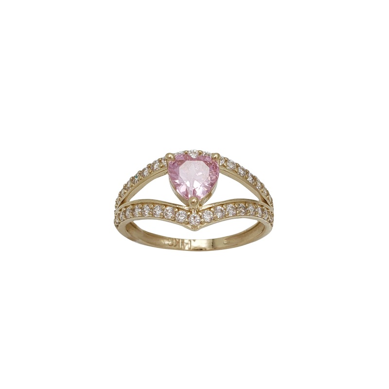 Zirconia Pink Heart Ring (14K)
