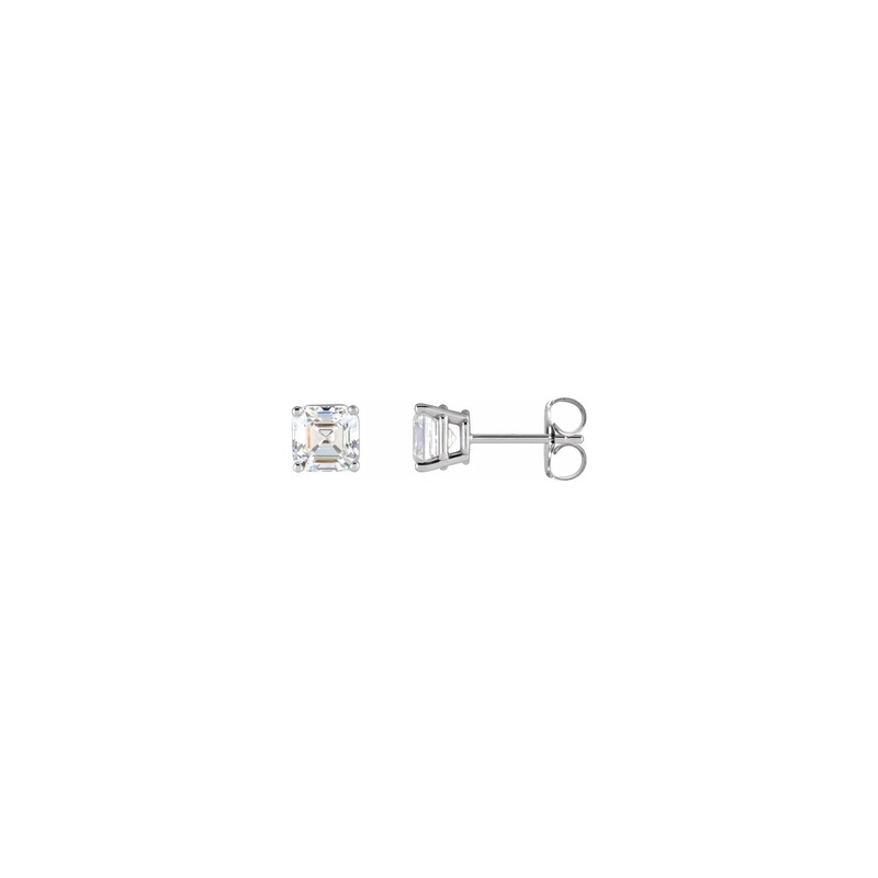 Asscher Cut Diamond Solitaire (1/3 CTW) Friction Back Stud Earrings (14K)