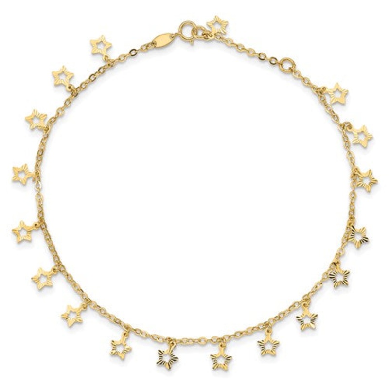 Dangling Star Anklet Bracelet (14K).