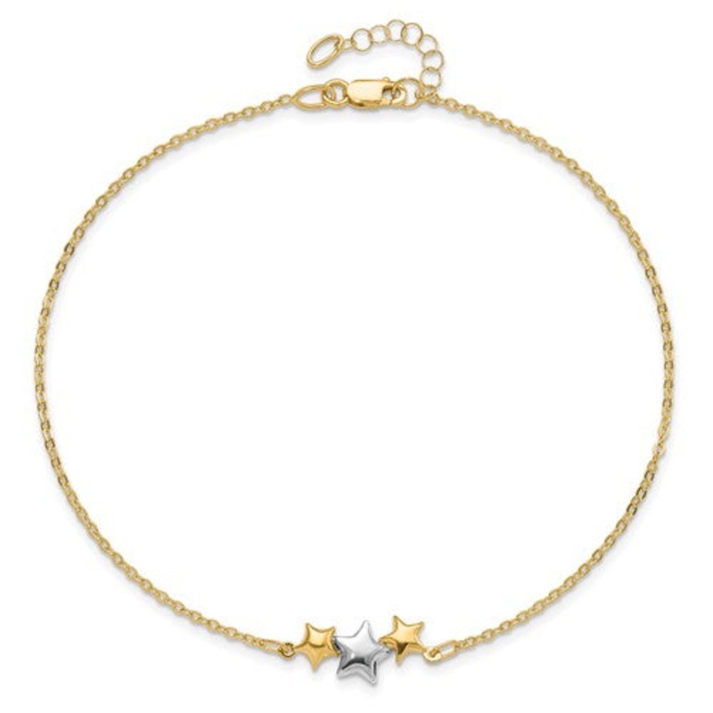 Two Tone Star Anklet Bracelet (14K)