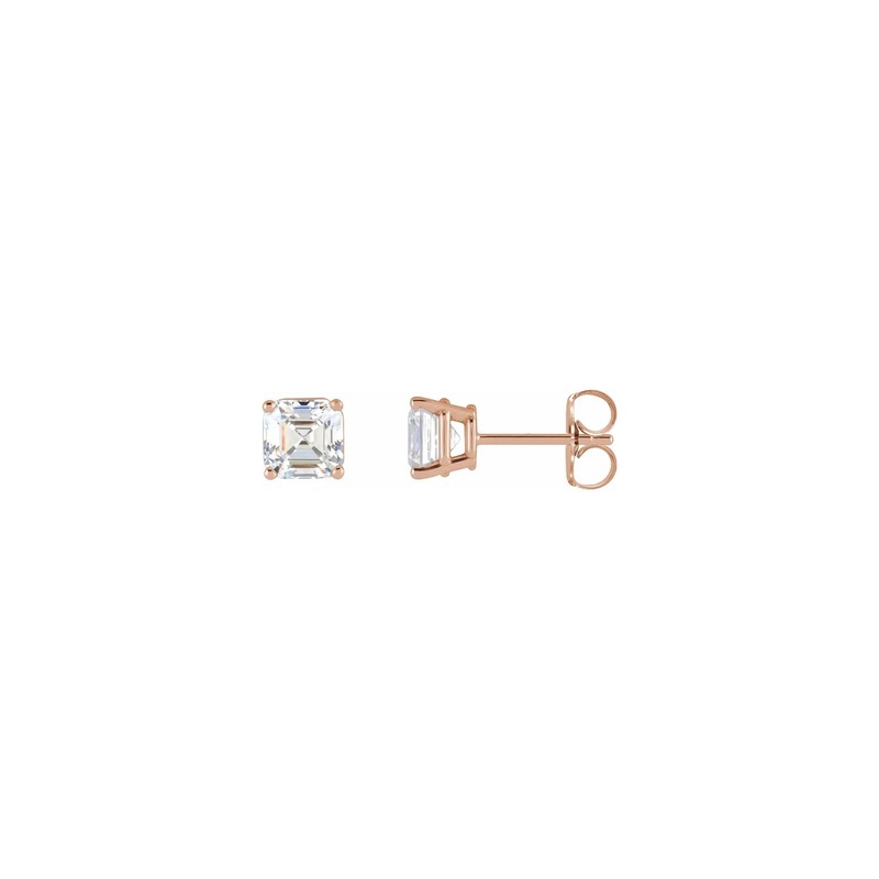Asscher Cut Diamond Solitaire (1/2 CTW) Friction Back Stud Earrings (14K)