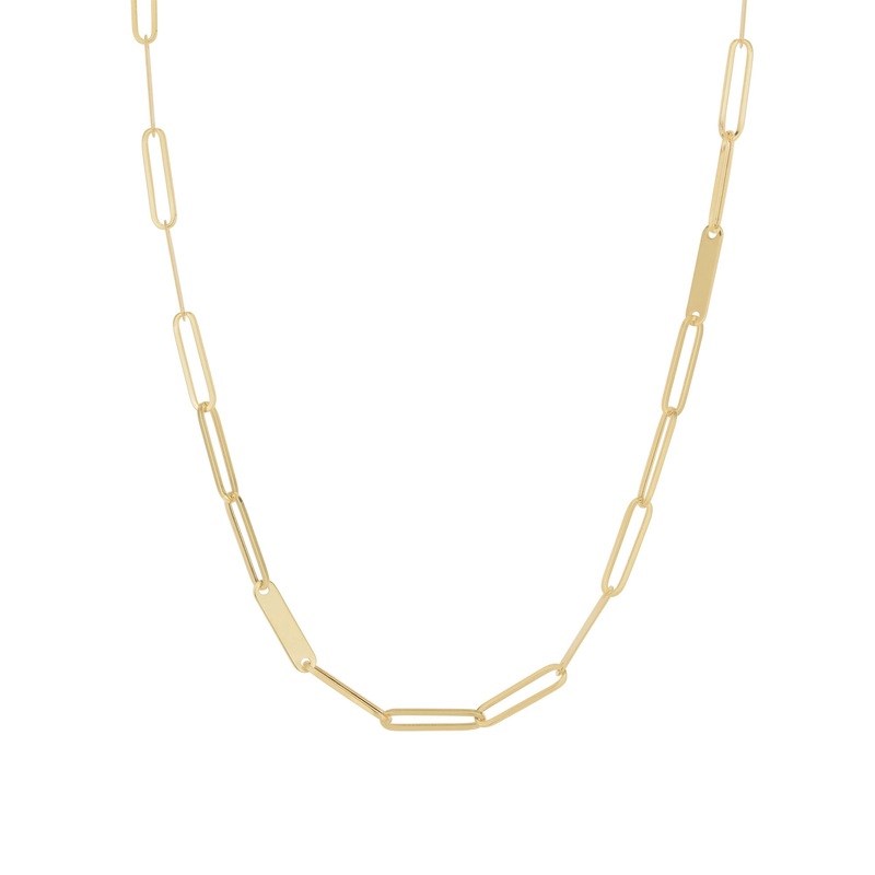 Scattered Bar Paperclip Necklace (14K)
