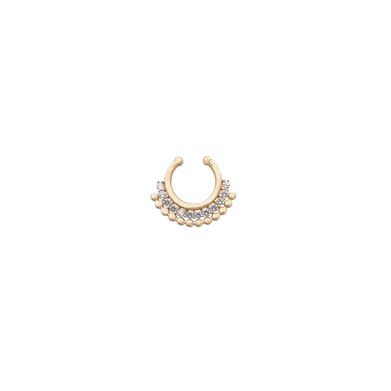 Zirconia Beaded Nose Hoop Piercing (14K)