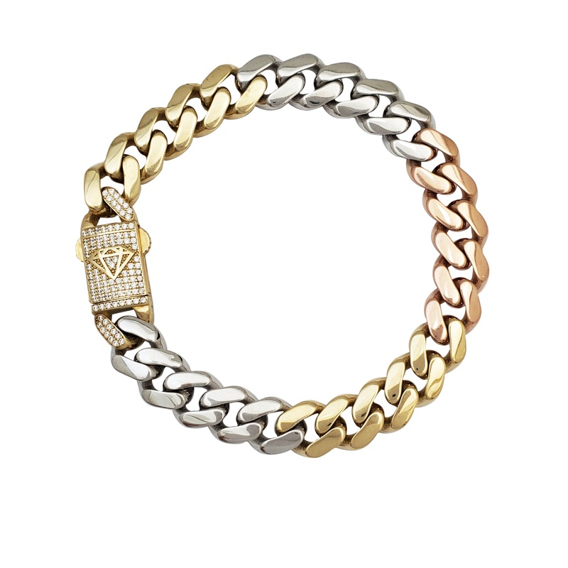 Lightweight Tricolor Monaco Bracelet (14K).