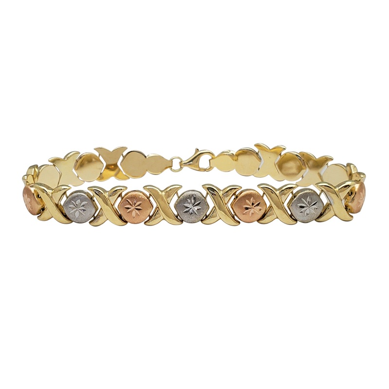 Zirconia Tricolor XOXO Fancy Bracelet (14K)
