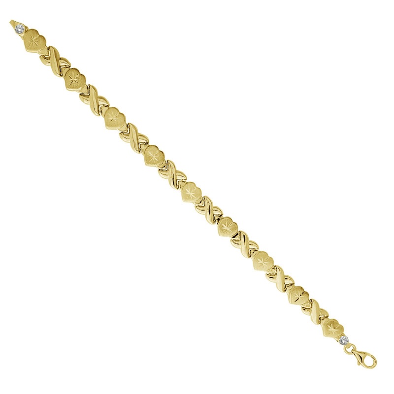 Zirconia "X & Heart" Fancy Bracelet (14K)