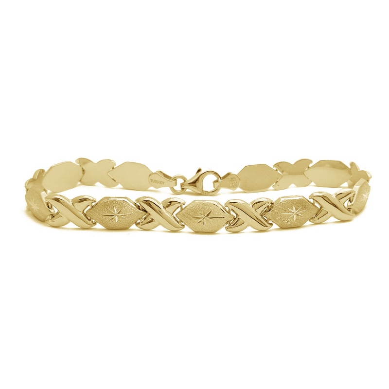 Zirconia "XO & Hexagon" Fancy Bracelet (14K)