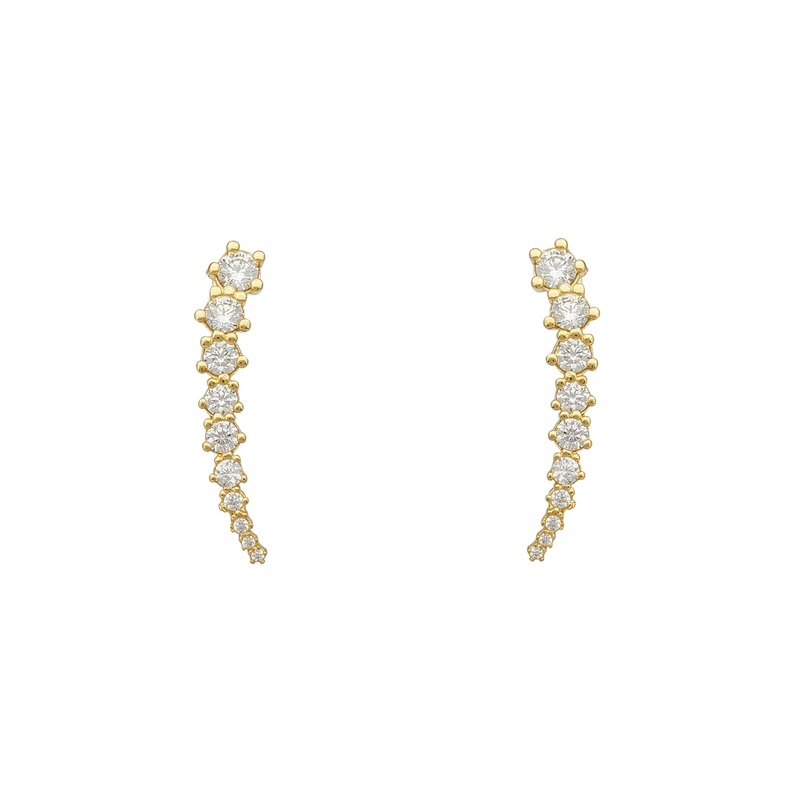Zirconia Round Graduated Stud Earrings (14K)