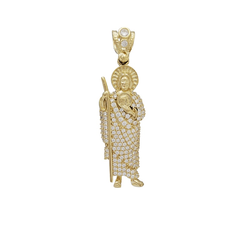 Zirconia Sacred Jesus w/ Rod Pendant (14K)