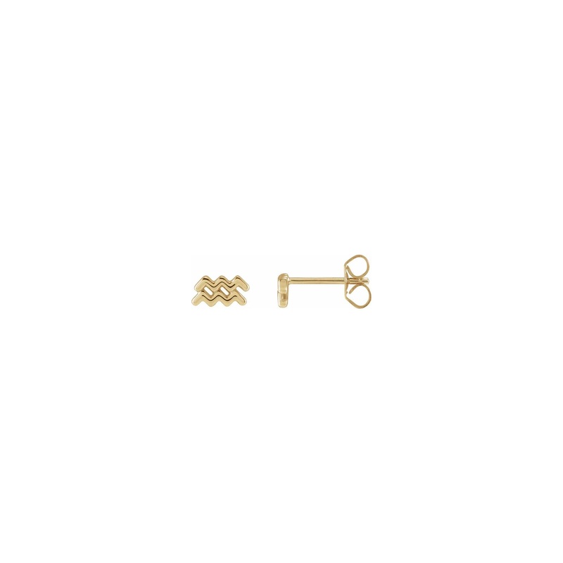 Aquarius Zodiac Sign Stud Earrings (14K)