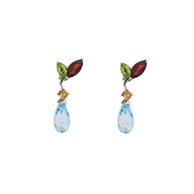 Blue Topaz, Garnet, Peridot and Yellow Topaz (18K)