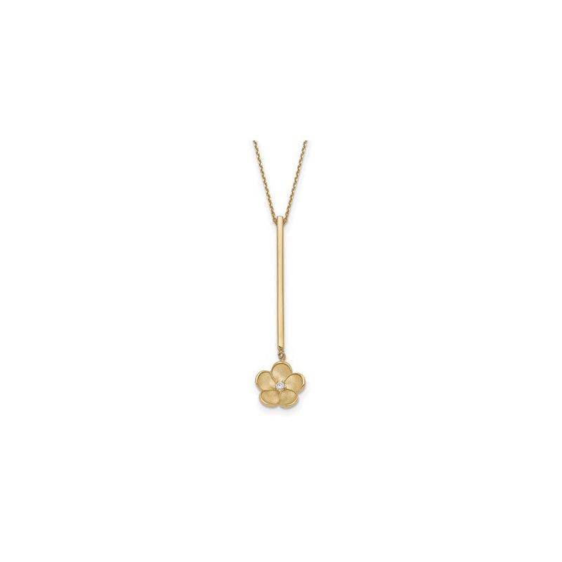 Satin Flower Dangle Necklace (14K)