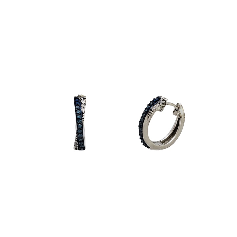 Blue Diamond Intercept Huggie Earrings (10K)