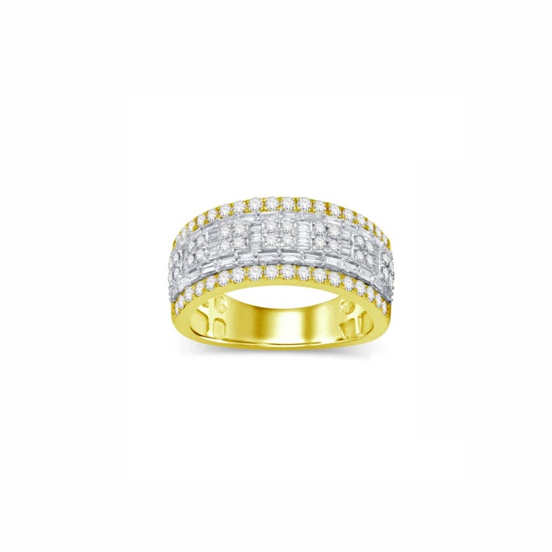 [10mm] Diamond Baguettes & Round Wedding Band Ring (14K)