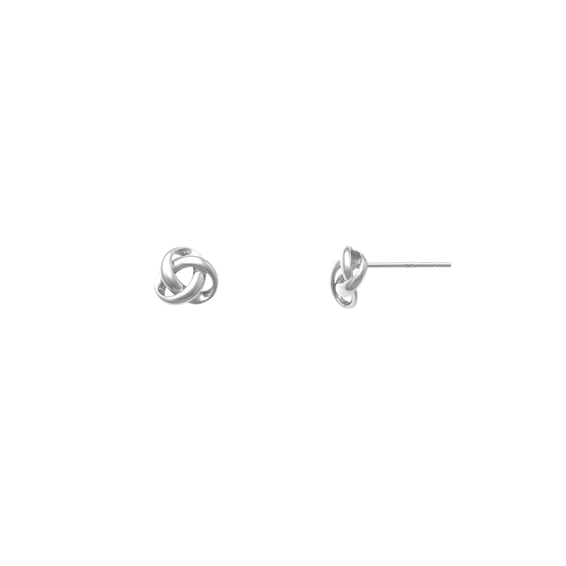 [5.0 mm] Glossy Love Knot Stud Earrings (14K)