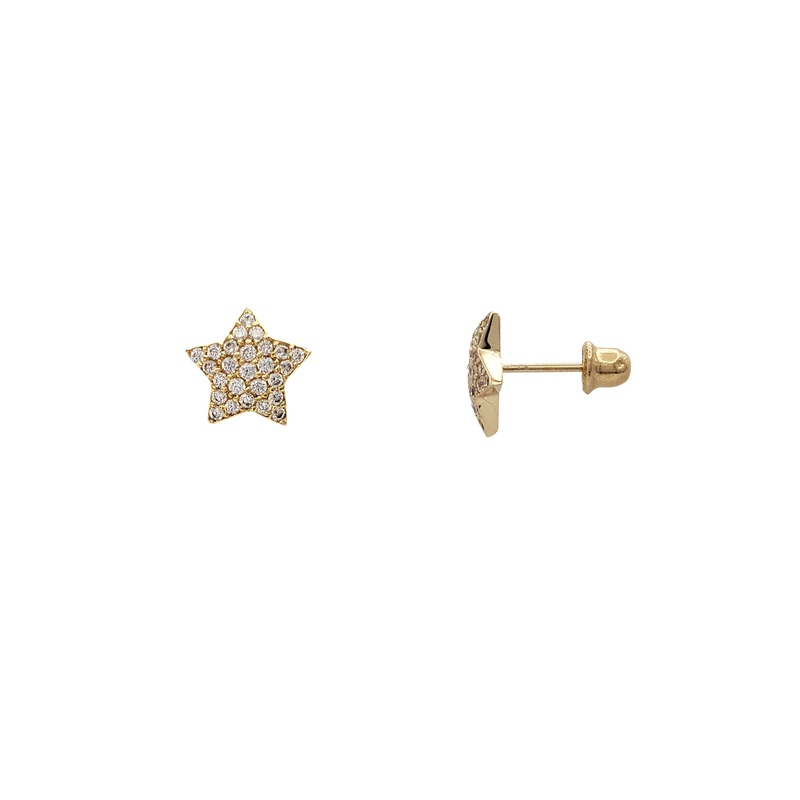 Zirconia Iced-Out Star Stud Earrings (14K)