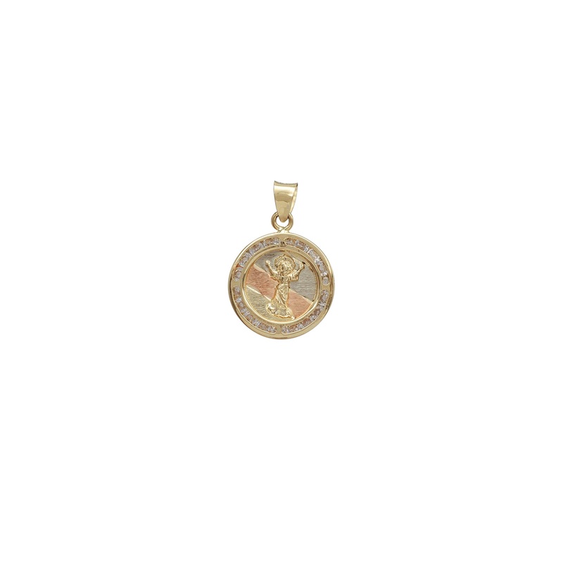 Zirconia Tricolor Channel-Set Divine Child Pendant (14K)