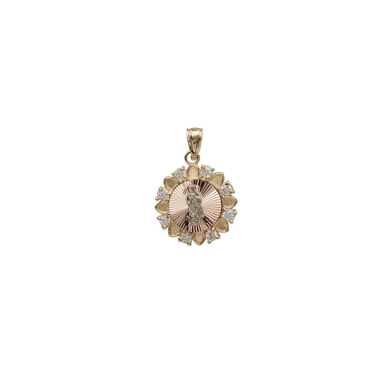 Zirconia Tri-Color Virgin Mary Spiking Pendant (14K)
