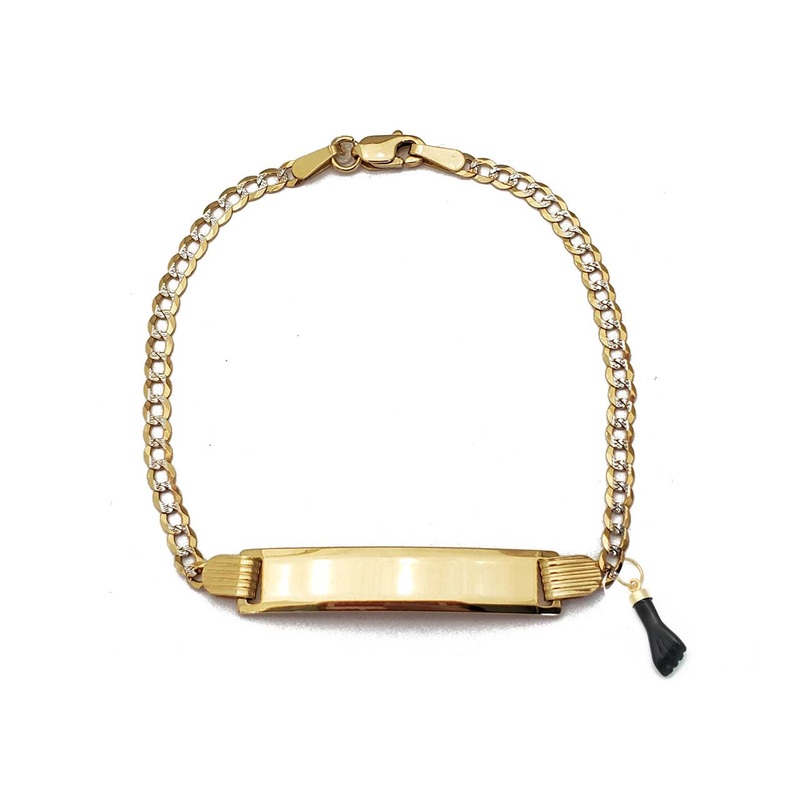 Azabache Name Plate Bracelet (14K).