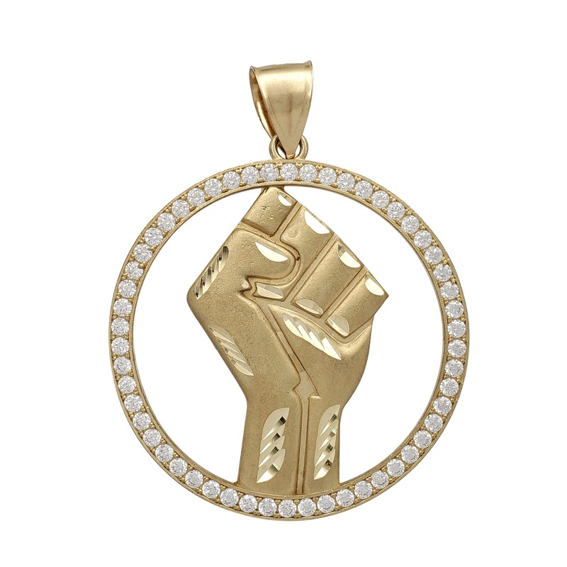 [BLM] Zirconia Black Lives Matter Fist Pendant (10K)