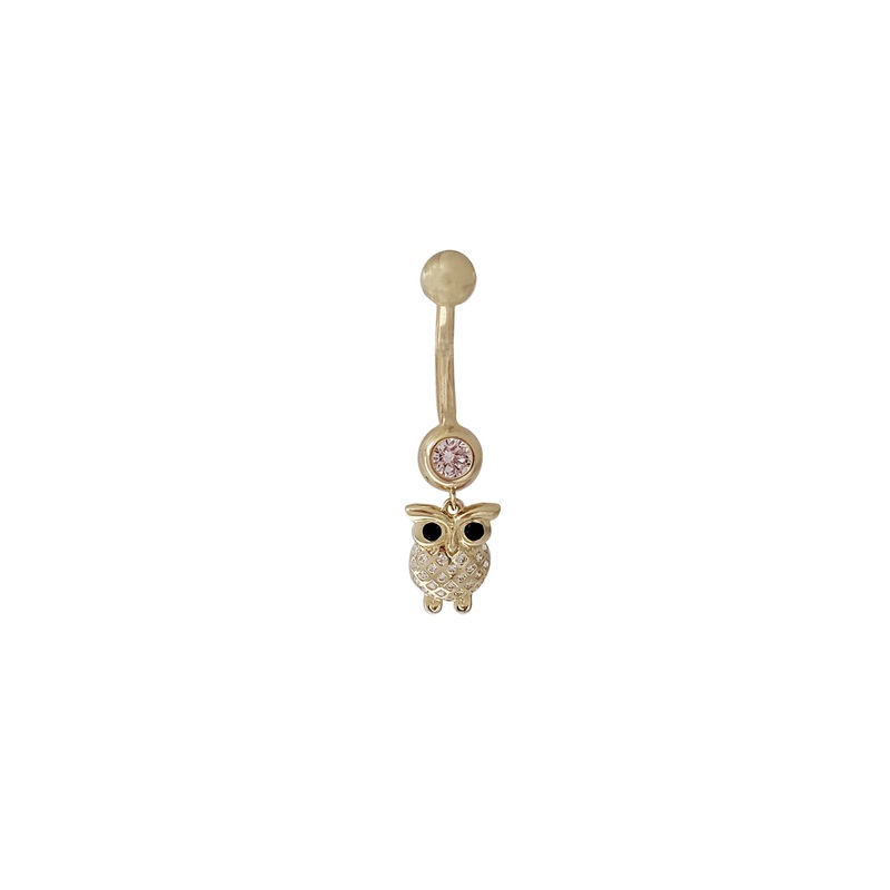 Owl Dangling Navel Ring (14K)