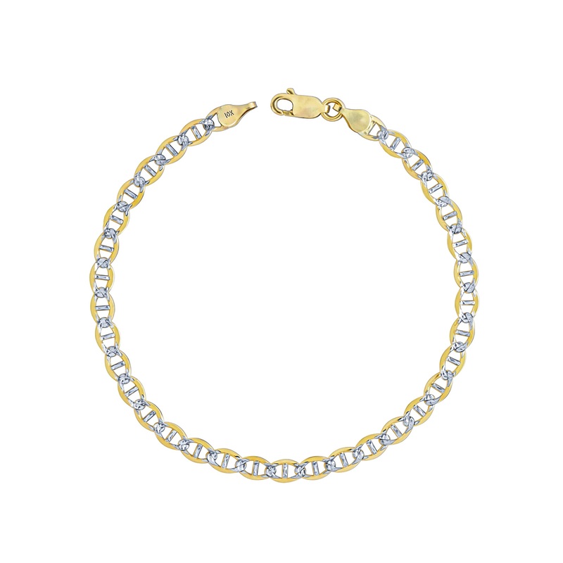 [Solid] Two-Tone Flat Mariner Bracelet (10K)