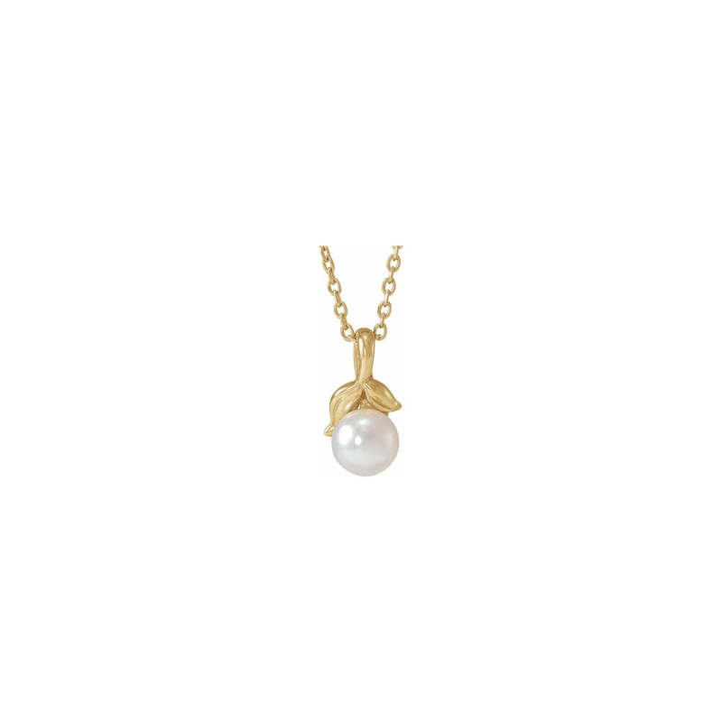 Cultured White Akoya Pearl Floral Necklace (14K)