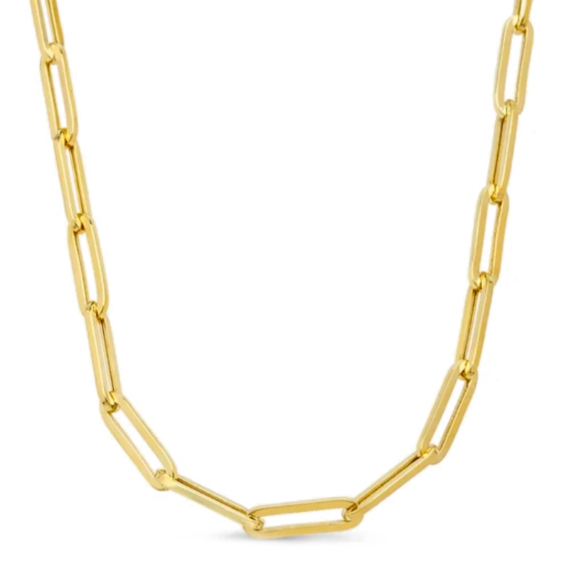 Elongated Paperclip Link Chain (14K)