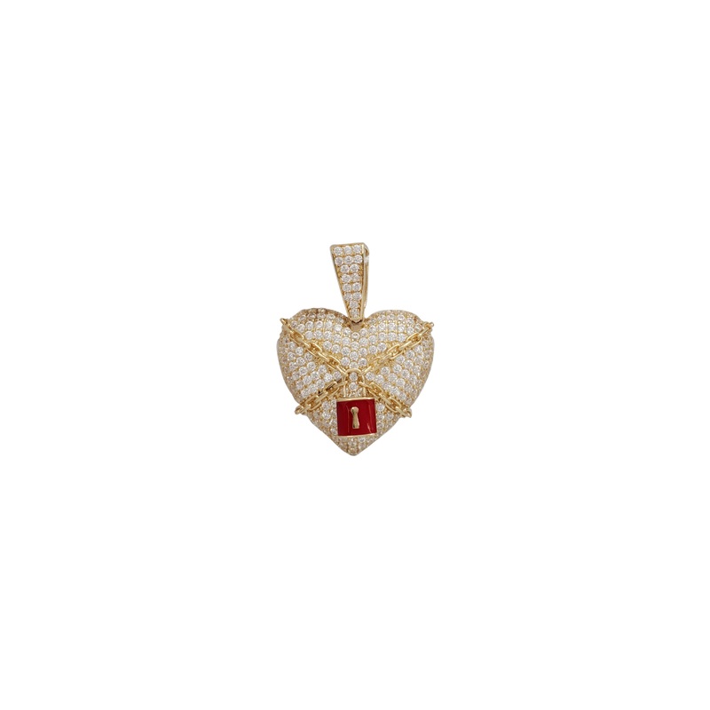 Iced-Out Chained Heart CZ Pendant (14K)