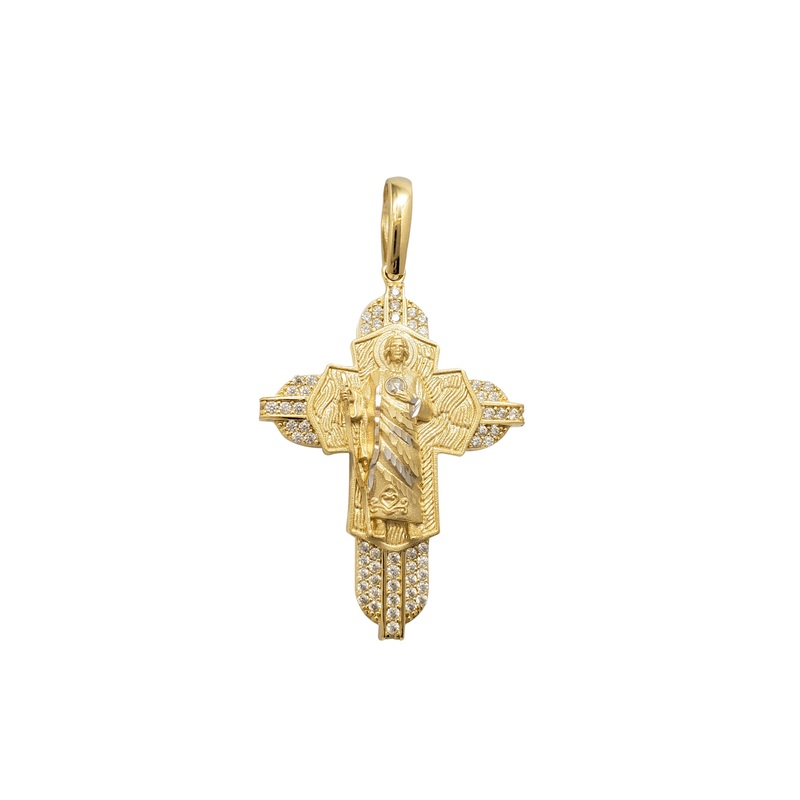 Zirconia Saint Jude Cross Pendant (14K)