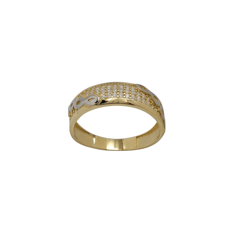 Zirconia Two-Tone Pave Chained Band Ring (14K)