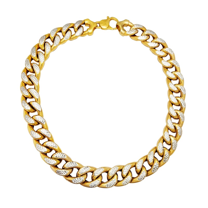 Two-Tone Hollow Puffy Miami Cuban Bracelet (14k)