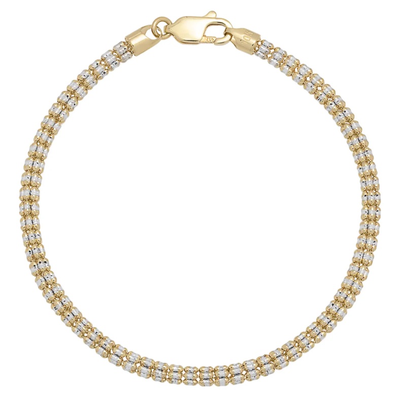 Two-Tone Iced Anklet Bracelet (10K)