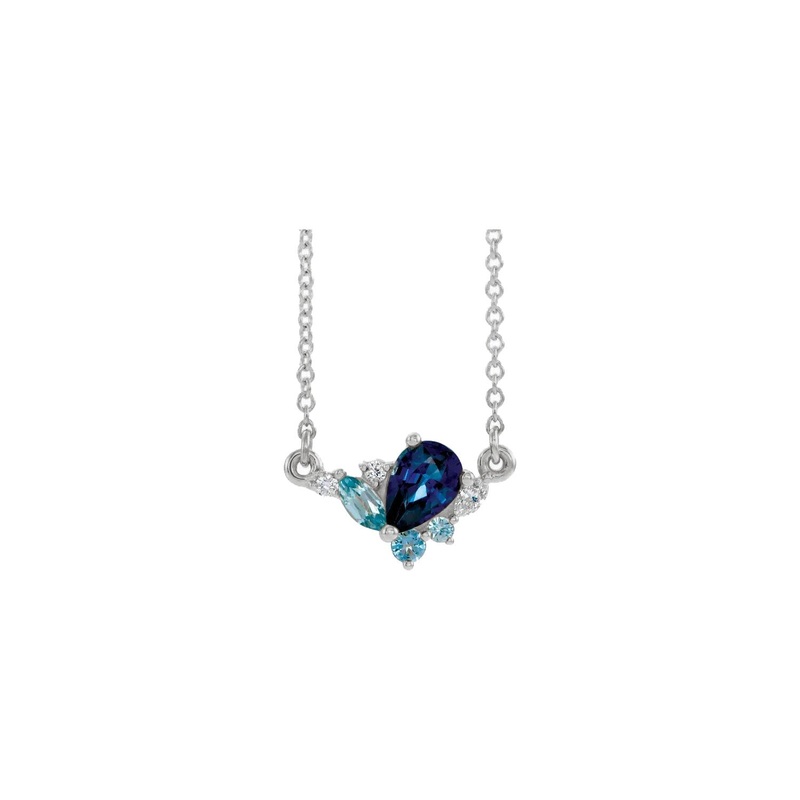 Blue Multi-Gemstone Cluster Necklace