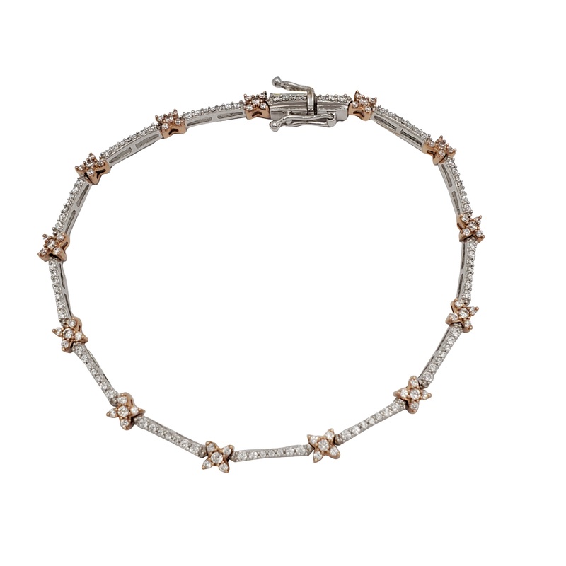 Cubic Zirconia Two-Tone Star Bracelet (10K )