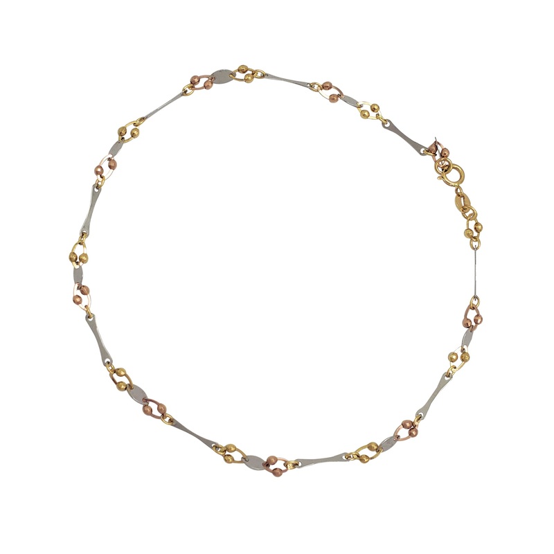 Tricolor Fancy Anklet Bracelet (14K)