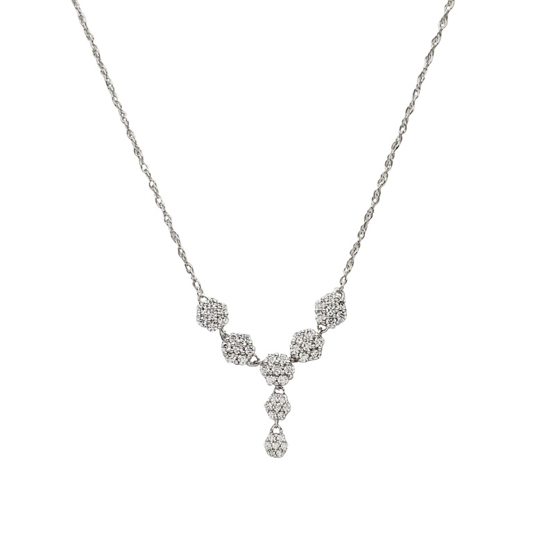 Zirconia Dangling Honeycomb Fancy Necklace(10K )