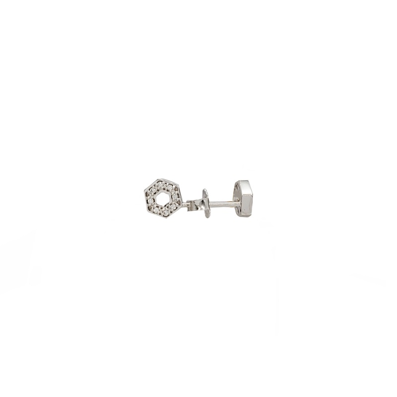 Zirconia Hexagonal Stud Earring (10K)