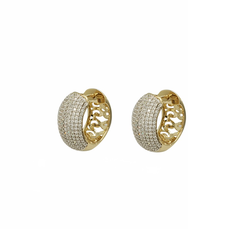 Zirconia Hoop Earrings (10K)