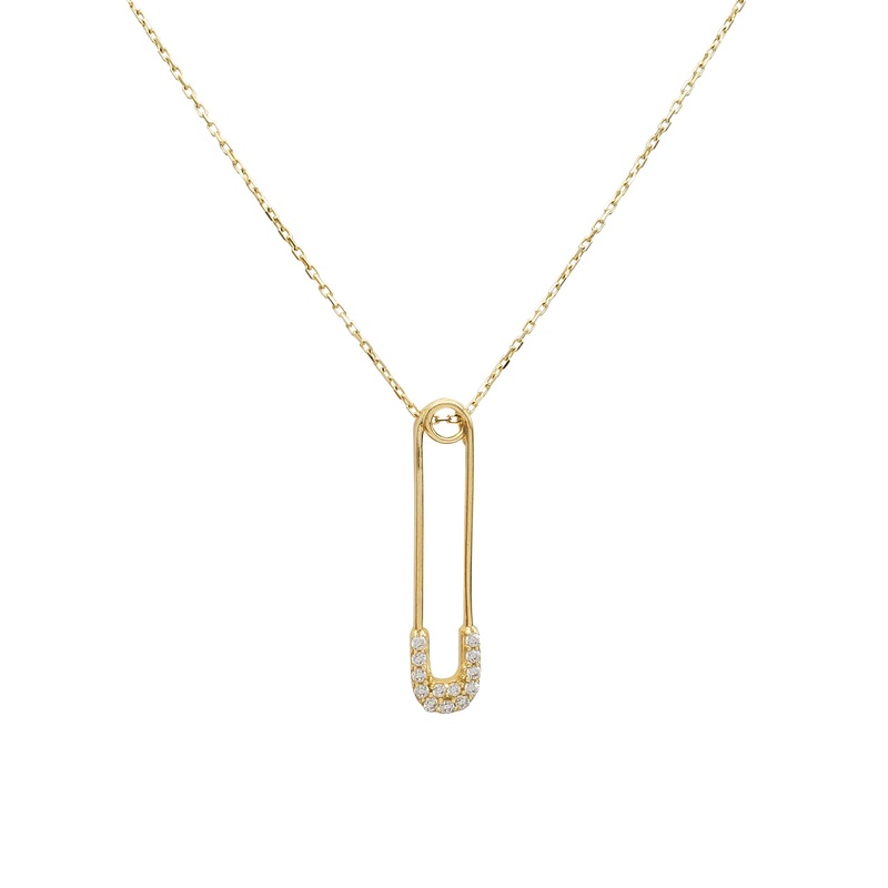 Zirconia Paperclip Cable Fancy Necklace (14K)