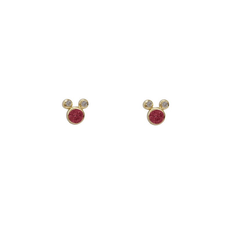 Zirconia Three Round Stud Earrings (14K)