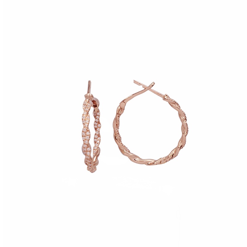 Zirconia Twist Hoop Earrings (10K)