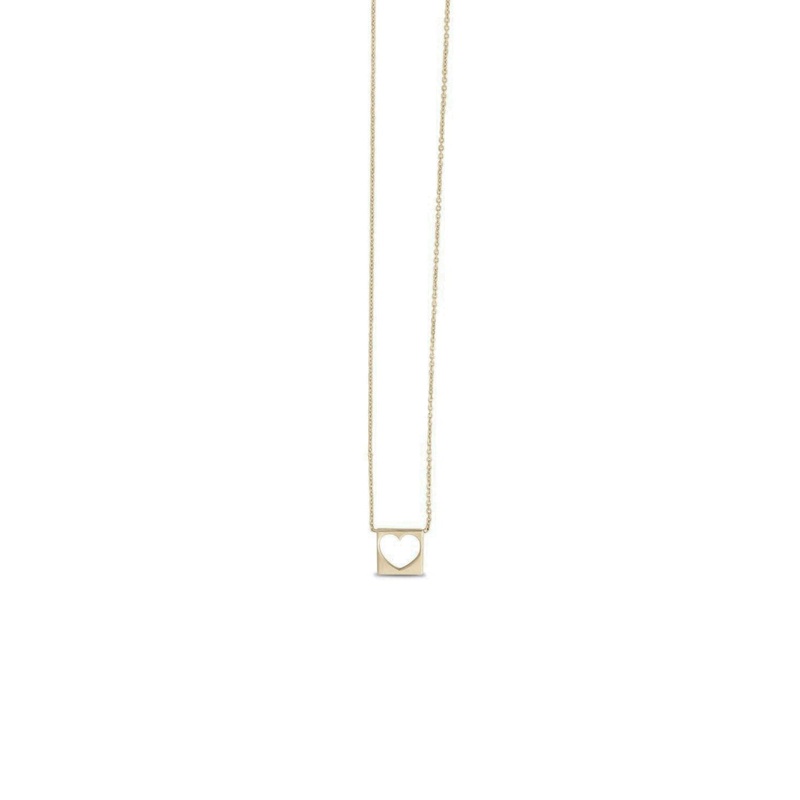 Square Cutout Heart Necklace (14K)