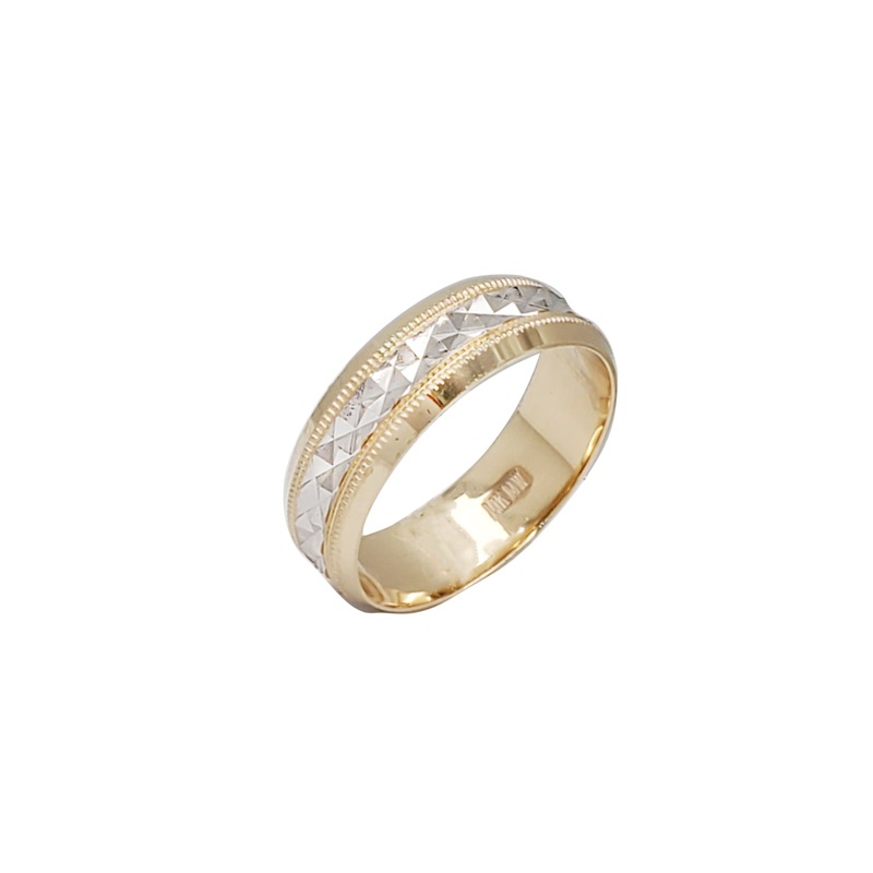 " X " Diamond-Cut Wedding Band Ring (14K