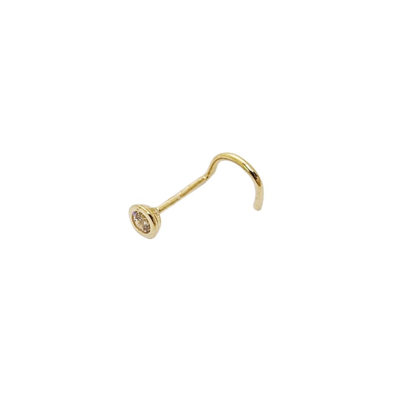 Zirconia Bezel Nose Piercing (14K)
