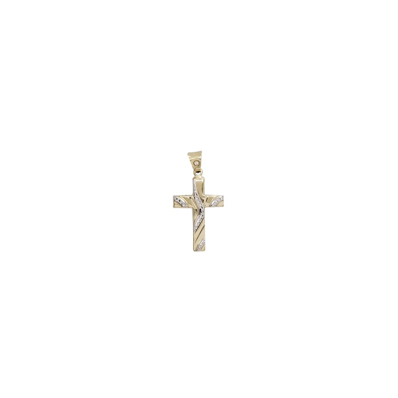 Two-Tone Diamond-Cut Streamlined Cross Pendant (14K