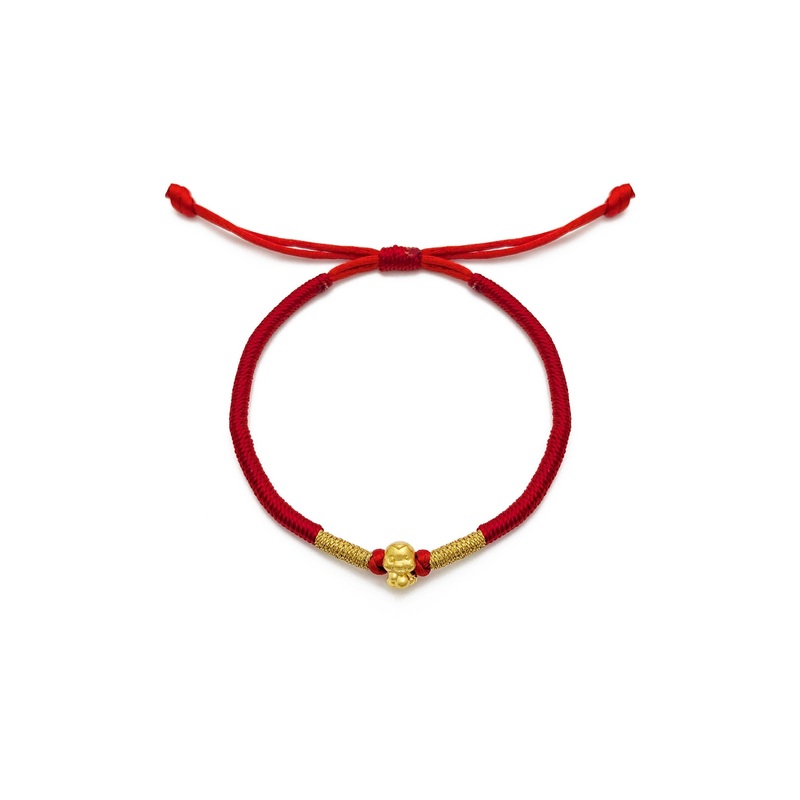 Winking Snake Chinese Zodiac Red String Bracelet (24K)