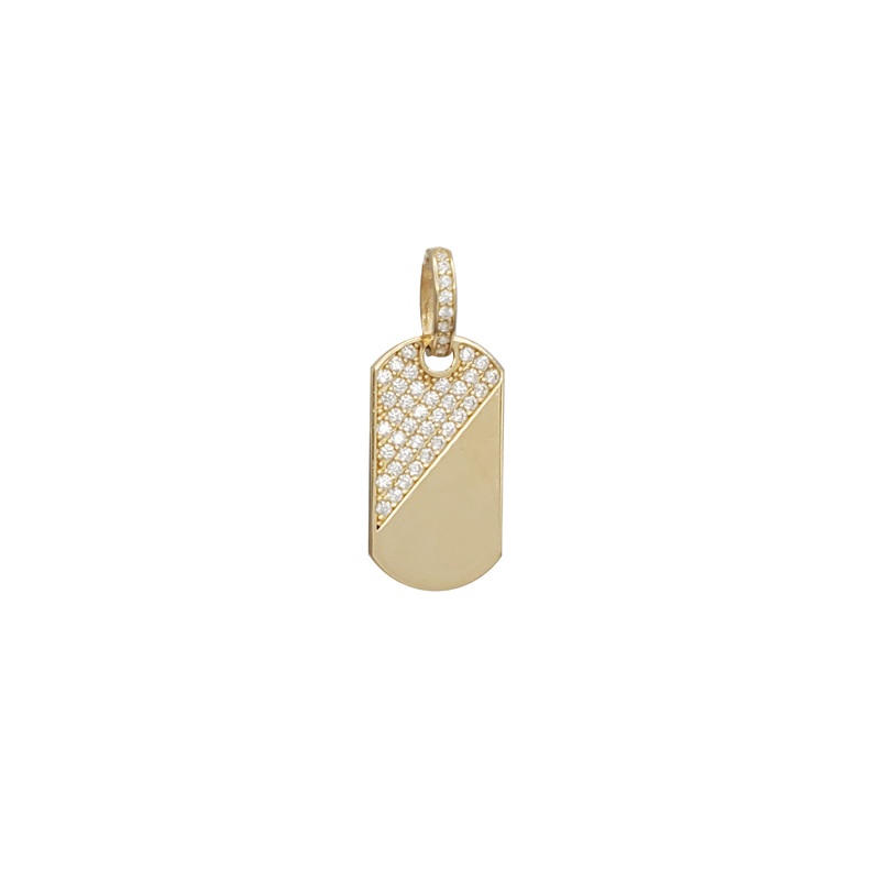 Zirconia Iced-Out Dogtag  Pendant (14K)