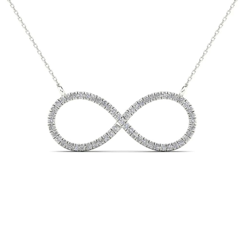 Diamond Stoneset Infinity Pendant Necklace (14K).