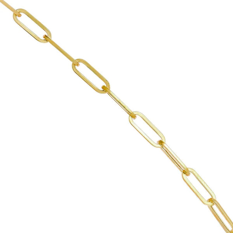 Elongated Paperclip Hollow Anklet Bracelet (14K).